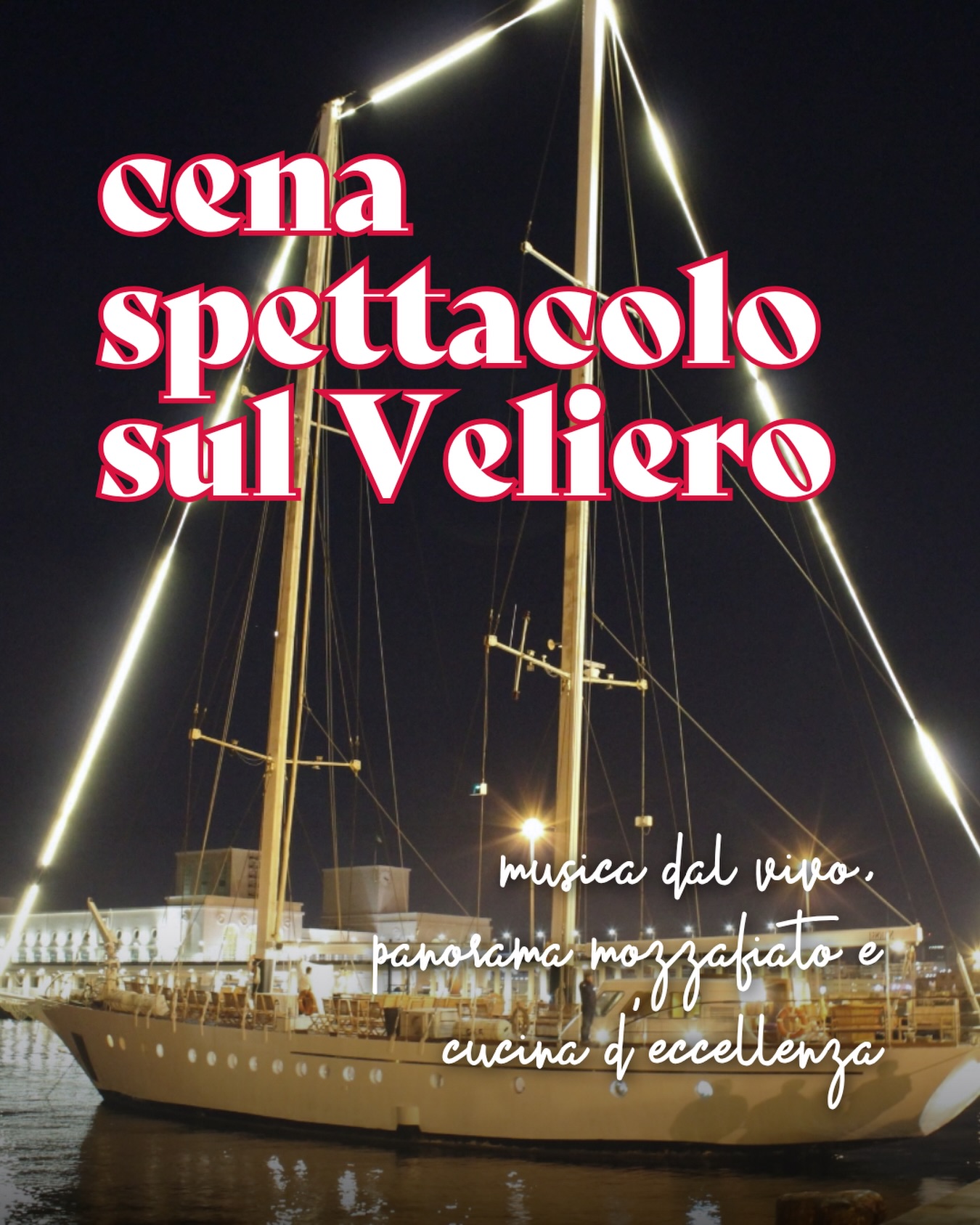 A bordo del Veliero Tortuga, il Golfo diventa una cornice unica per una serata indimenticabile: il mare che culla, le luci di Napoli e una cena di qualità 🌙

🗓️ Prossima data: 29 MAGGIO

👉🏼 Prenota ora al link in bio! 

#ohmybob #cosedafare #veliero #cenaspettacolo #napoli